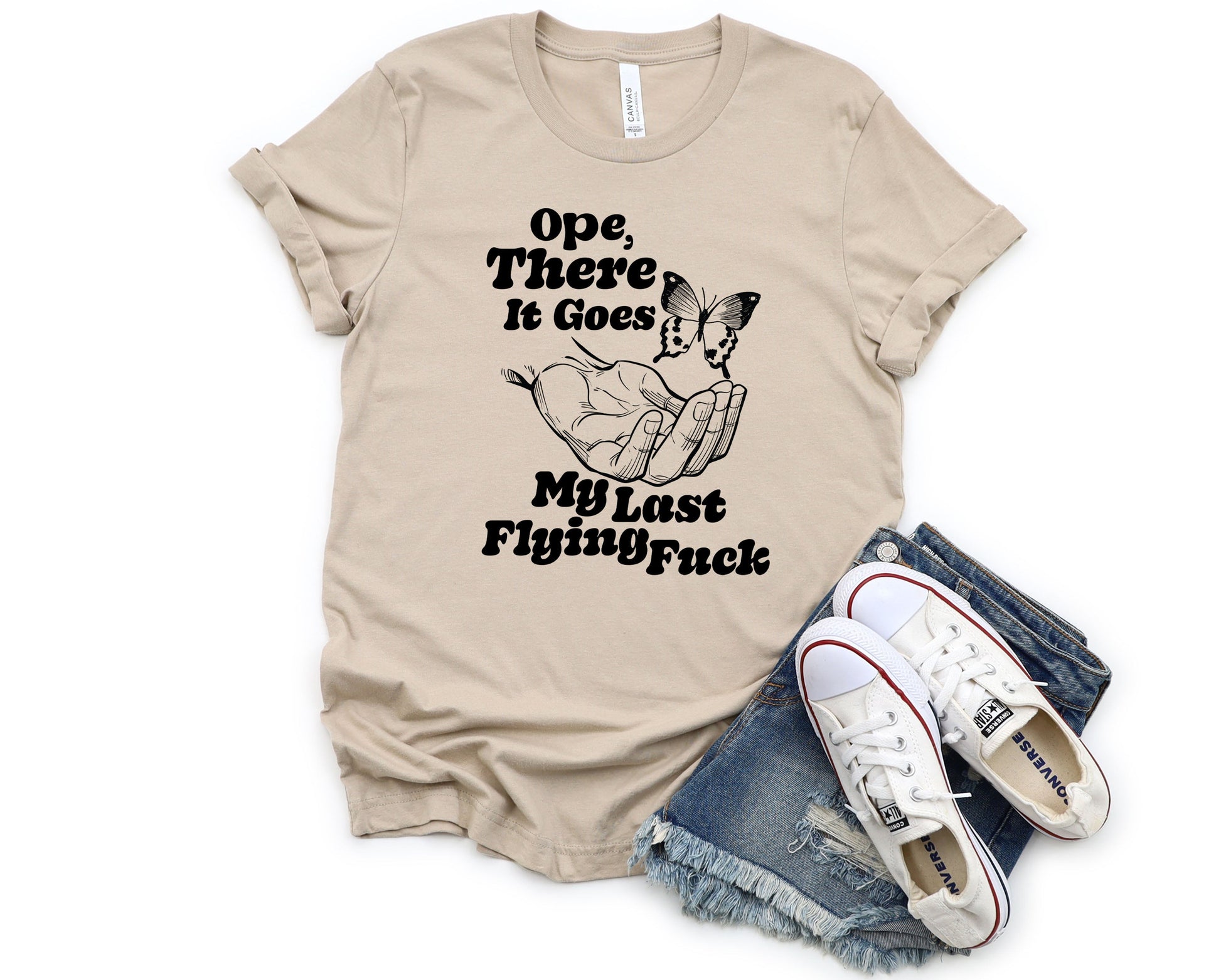 Wholesale Ope There it Goes Graphic Tee - Tan