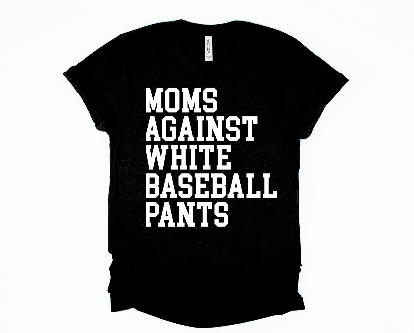 Wholesale Moms Against White Baseball Pants Graphic Tee - Black