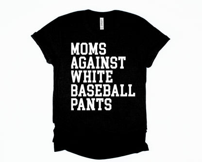 Wholesale Moms Against White Baseball Pants Graphic Tee - Black
