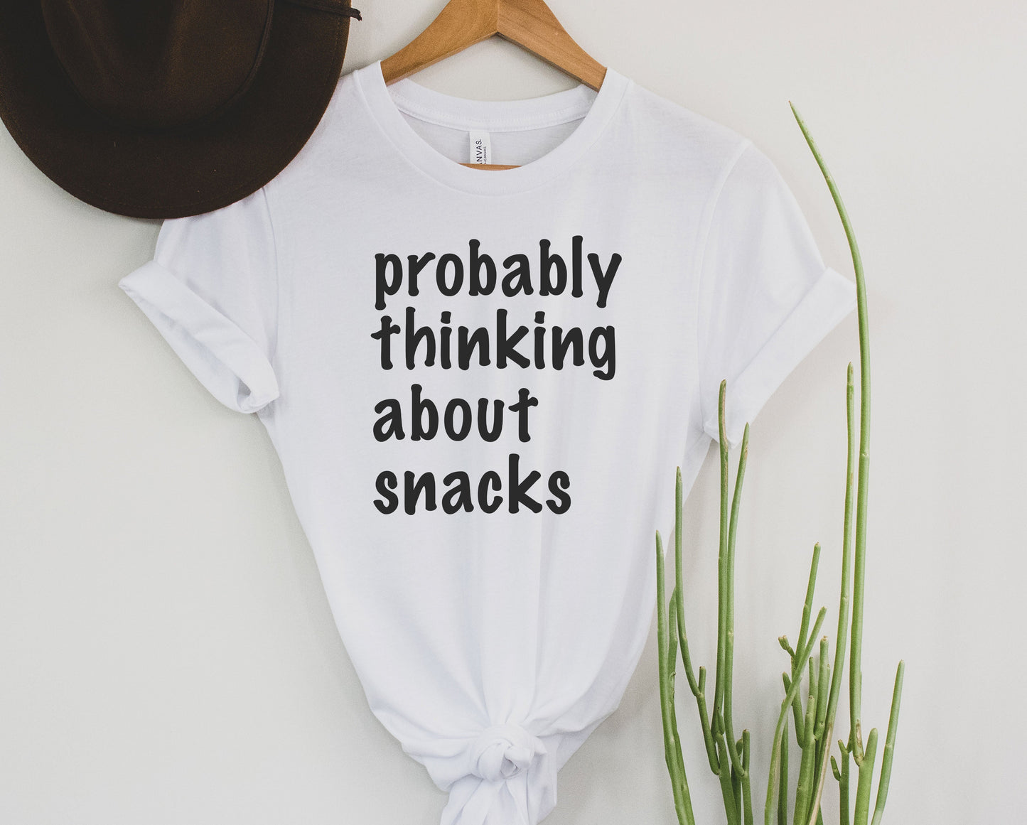 Wholesale Probably Thinking About Snacks Graphic Tee - White