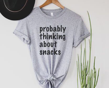 Wholesale Probably Thinking About Snacks Graphic Tee - Heather Grey