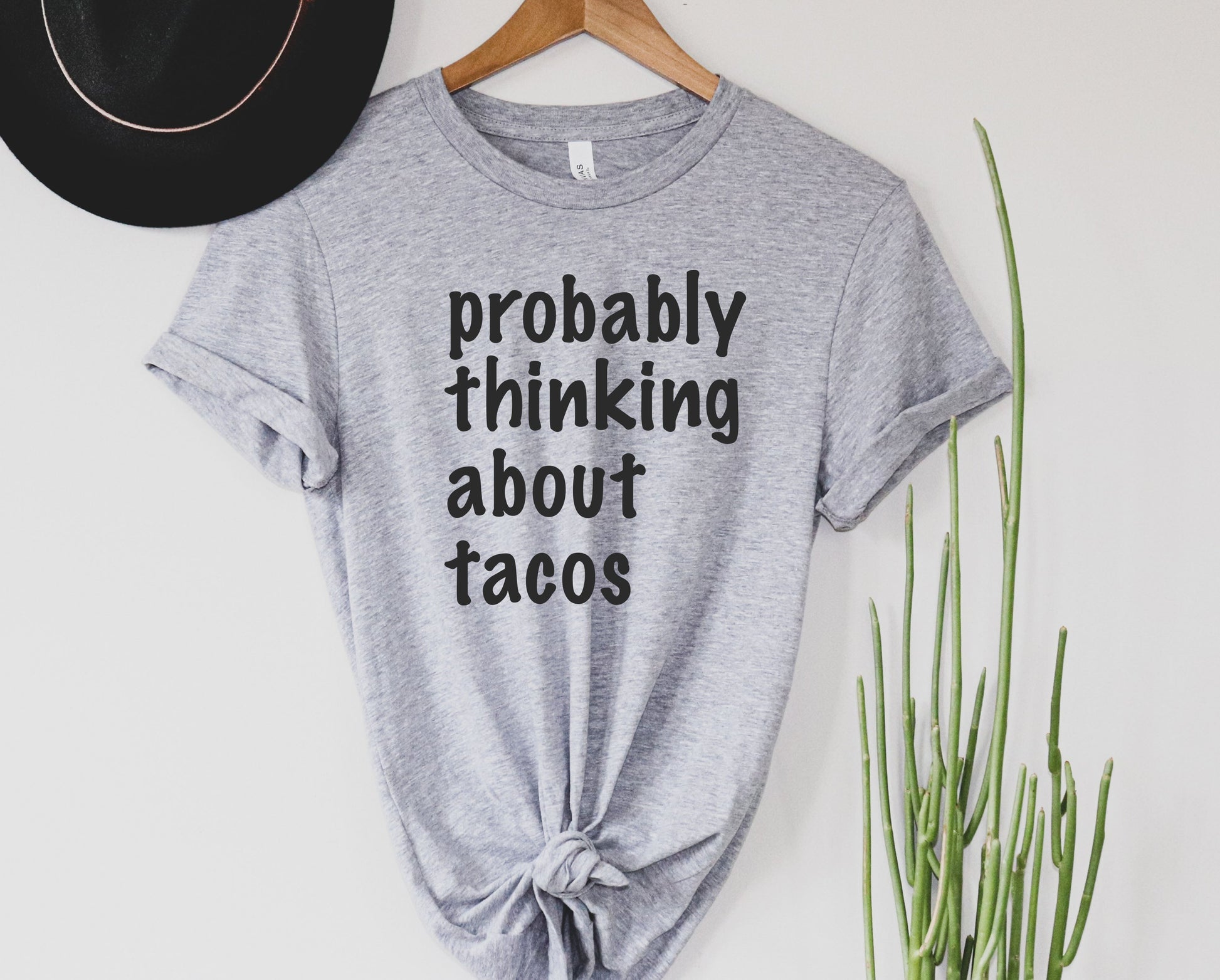 Wholesale Probably Thinking About Tacos Graphic Tee - Heather Grey