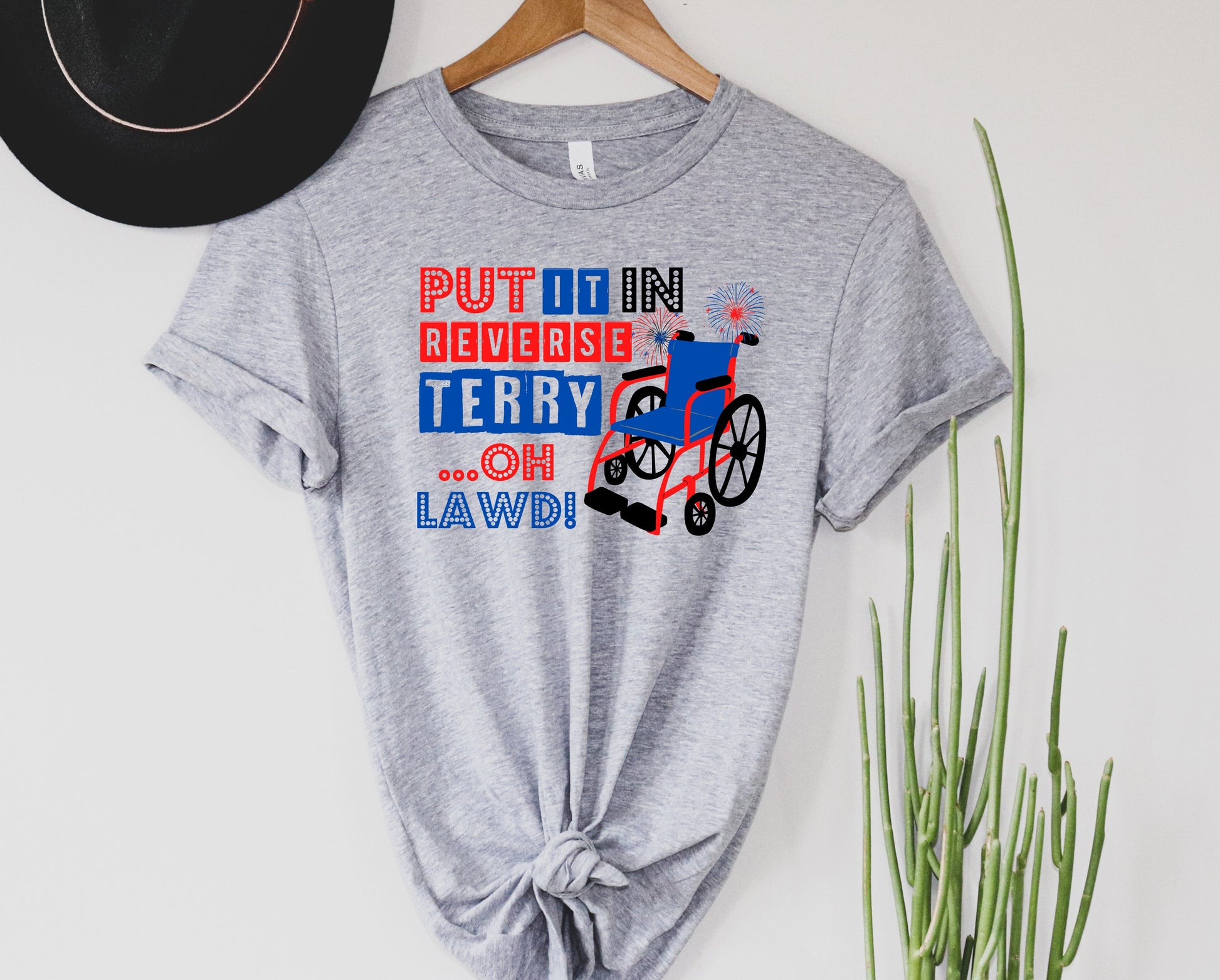 Wholesale Put it in Reverse Terry Graphic Tee - Heather Grey