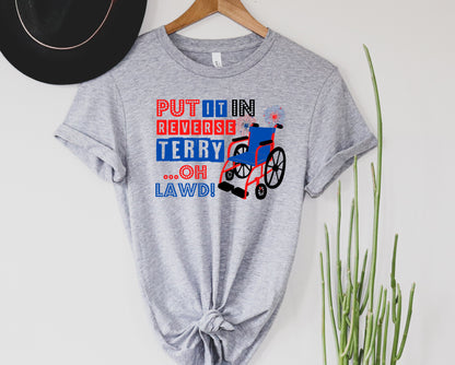 Wholesale Put it in Reverse Terry Graphic Tee - Heather Grey