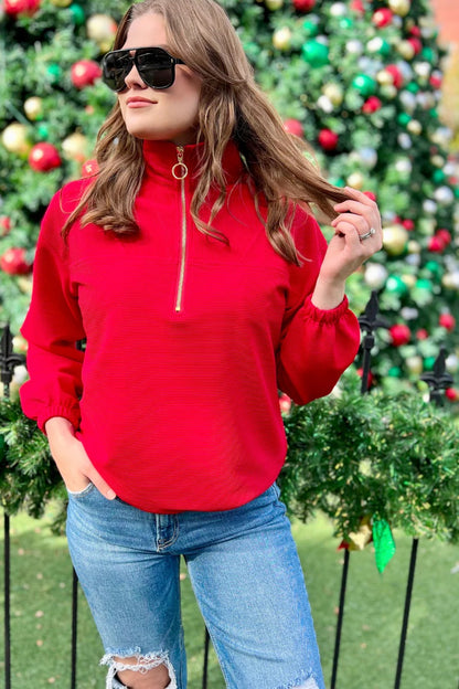 Jess Lea Ribbed Quarter Zip Pullover