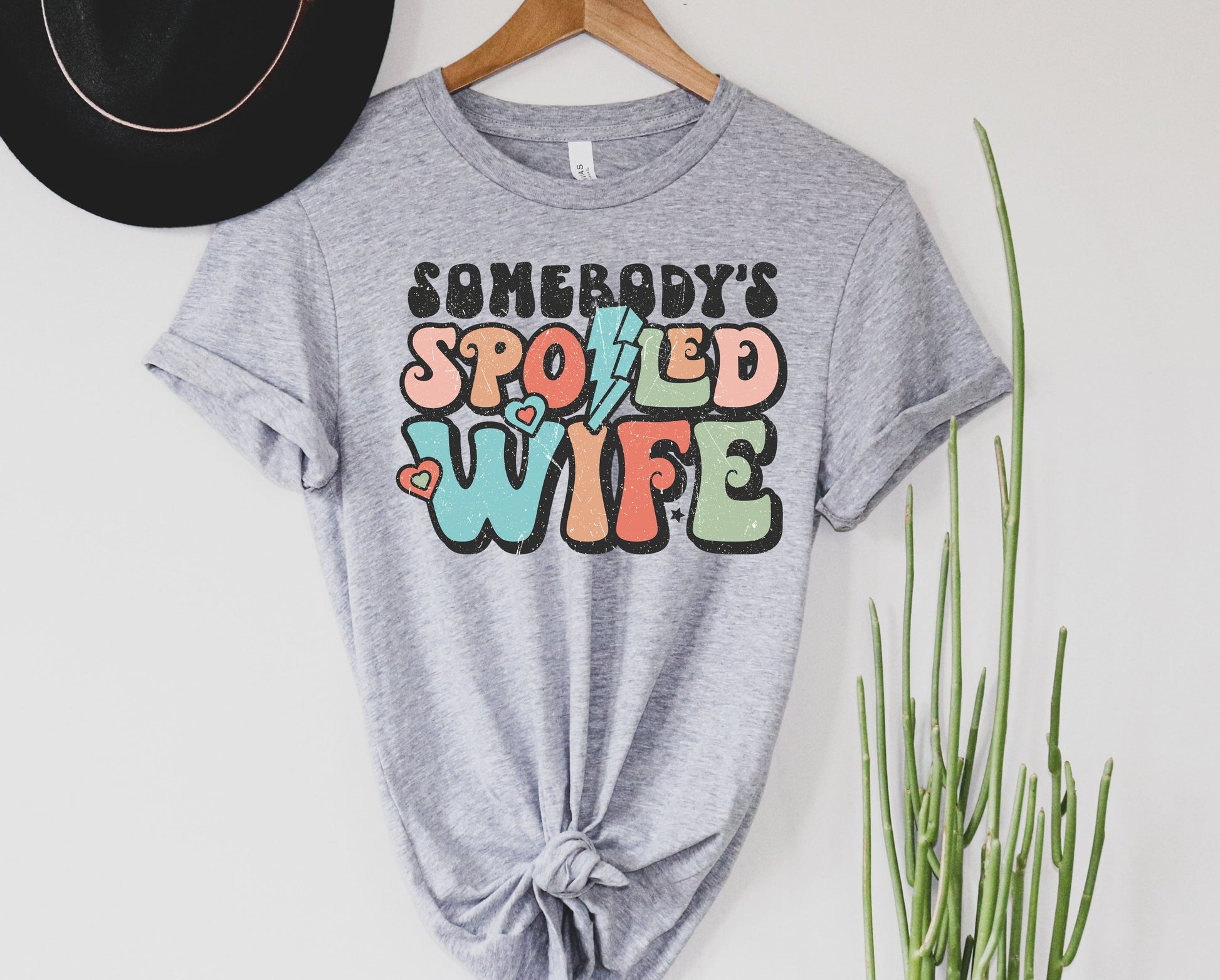 Wholesale Somebody's Spoiled Wife Graphic Tee - Grey Tee