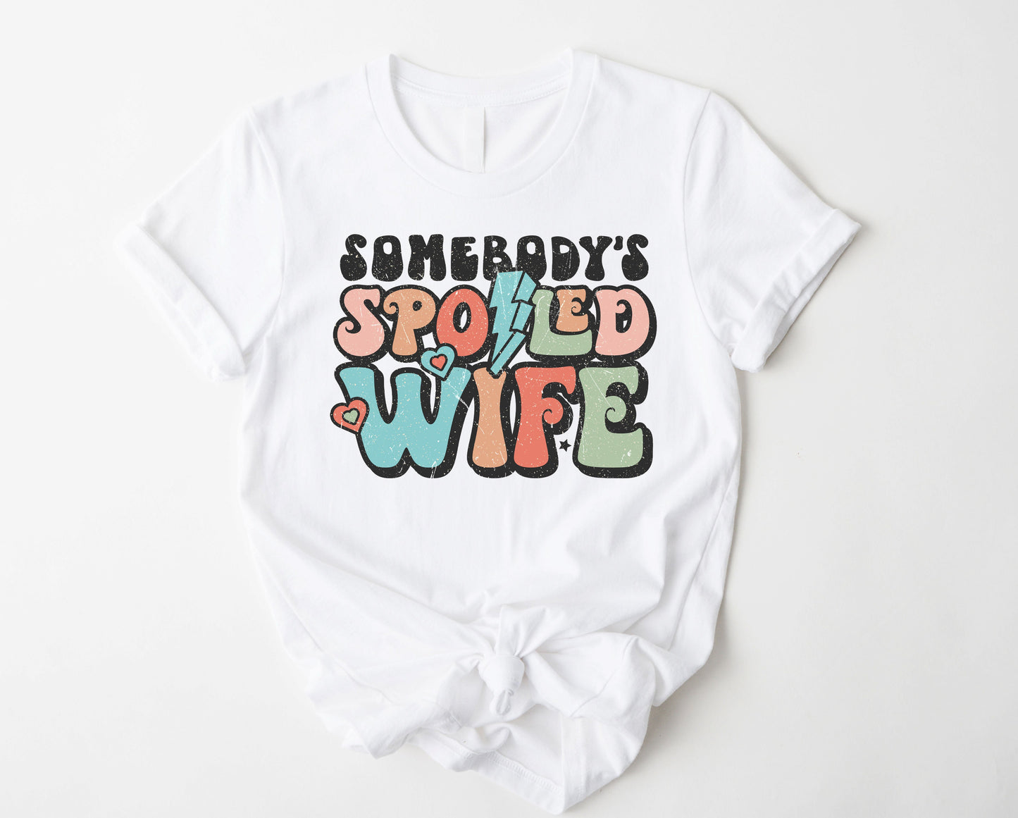 Wholesale Somebody's Spoiled Wife Graphic Tee - White Sweatshirt