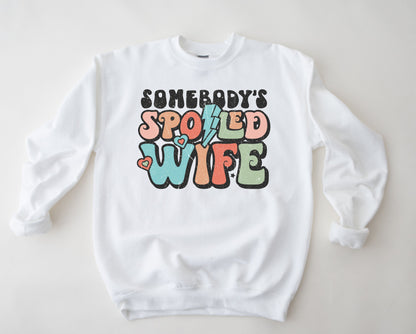 Wholesale Somebody's Spoiled Wife Graphic Tee - White Tee