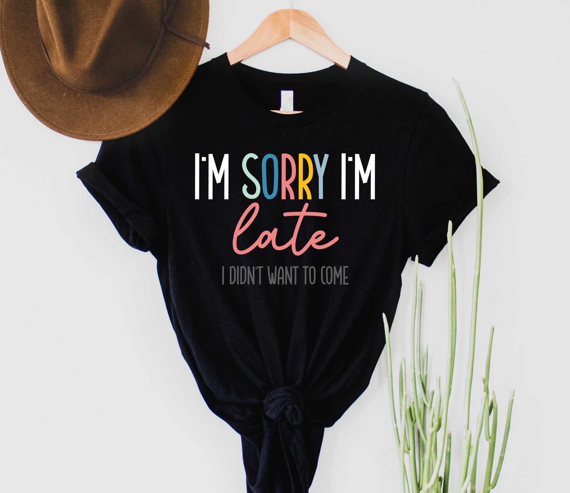 Wholesale Late, didn't want to Graphic Tee - Black