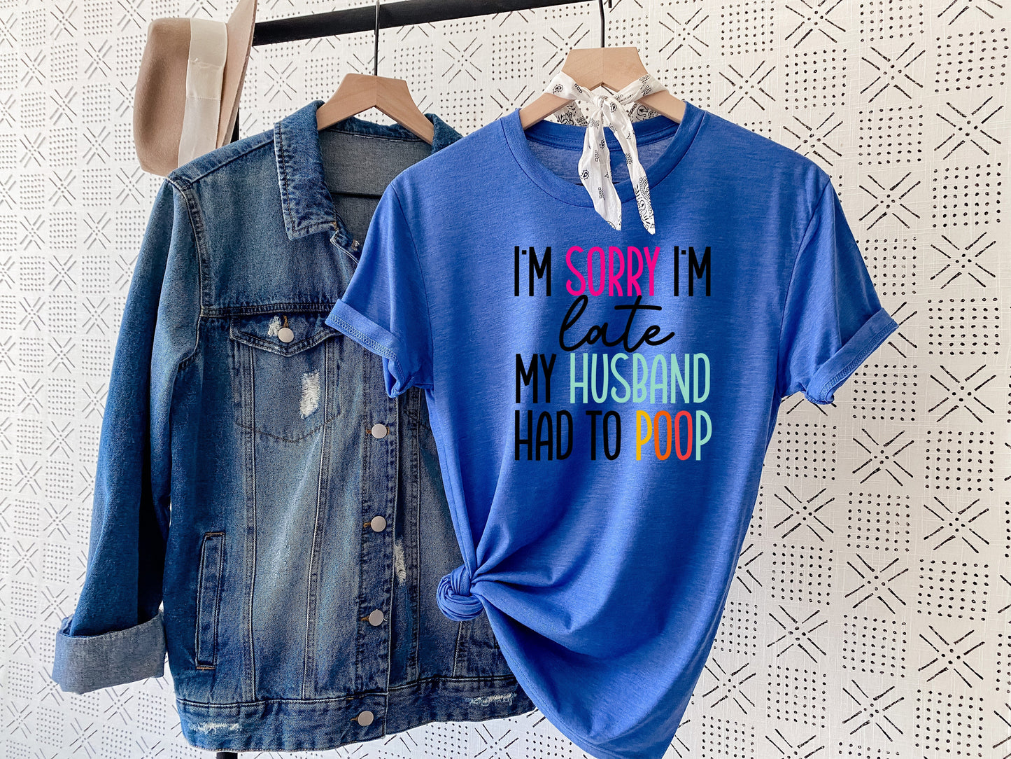 Wholesale Late, Husbands fault Graphic Tee - White