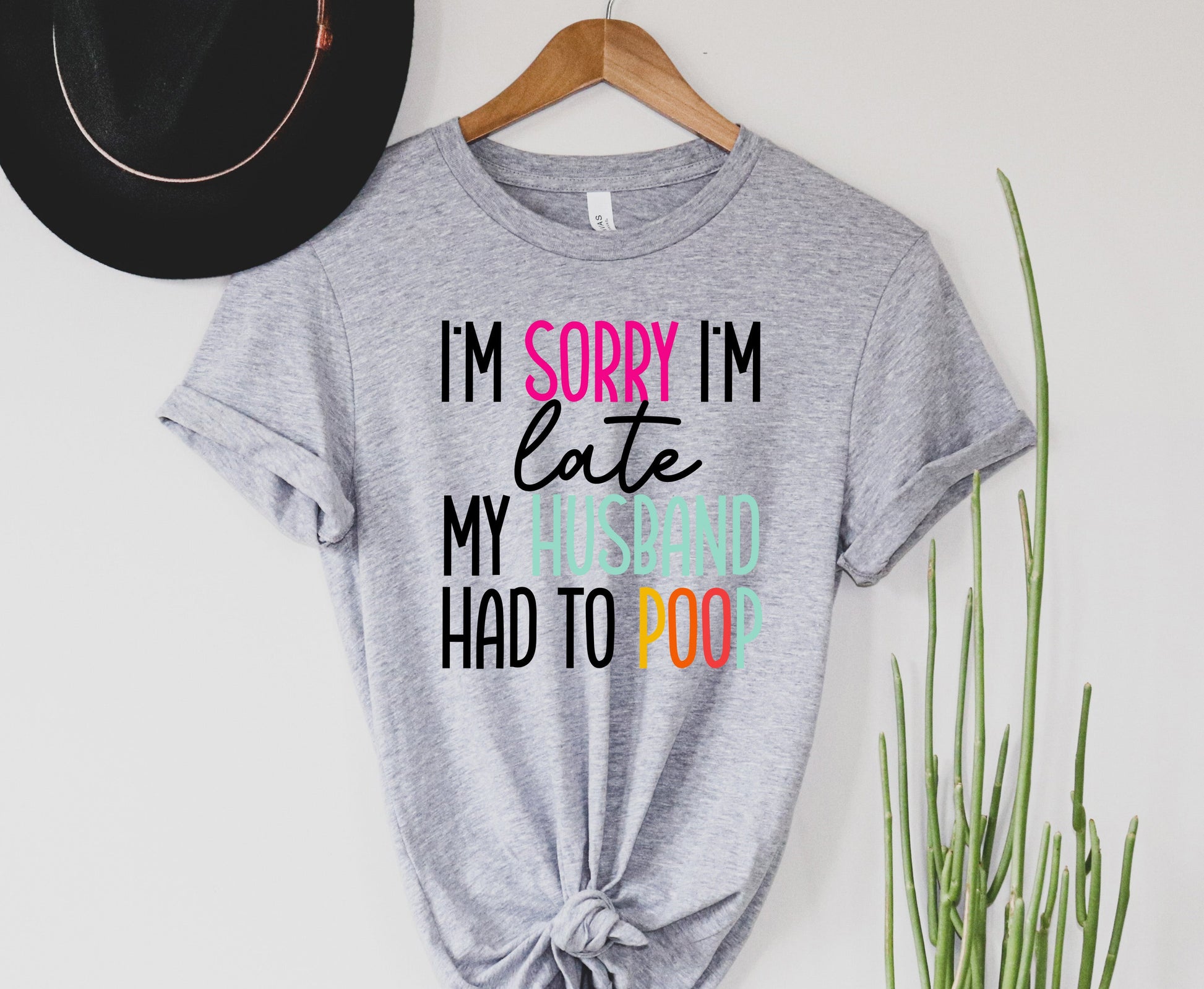 Wholesale Late, Husbands fault Graphic Tee - Blue