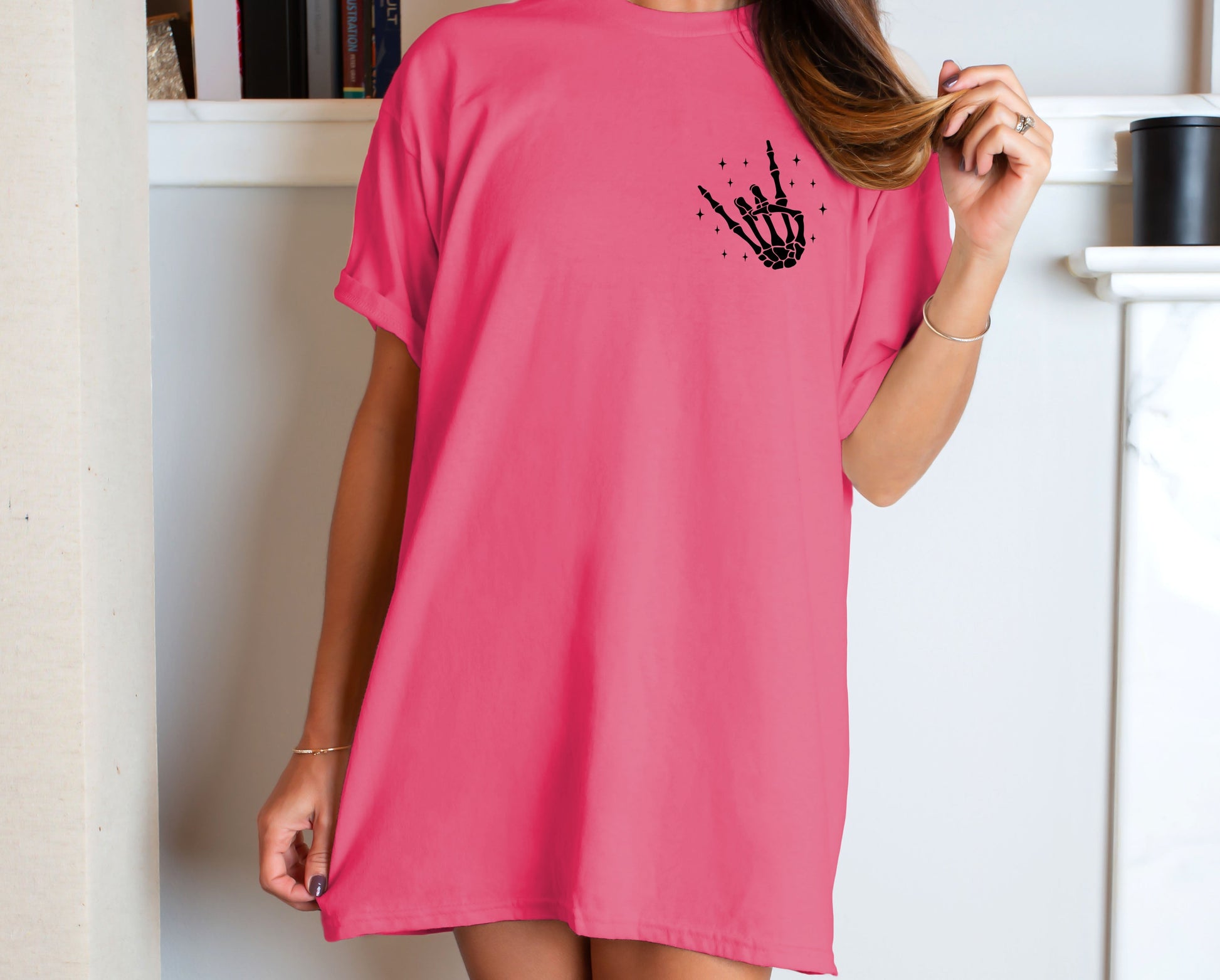 Wholesale Stay Safe Graphic Tee - Gildan Safety Pink