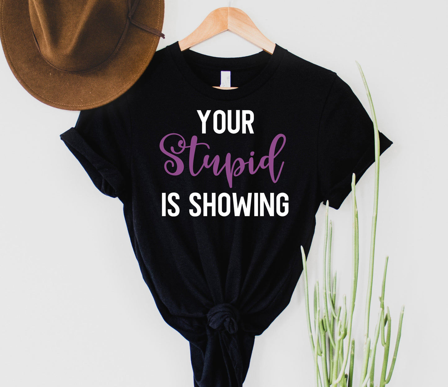 Wholesale Your Stupid is Showing Graphic Tee - Black