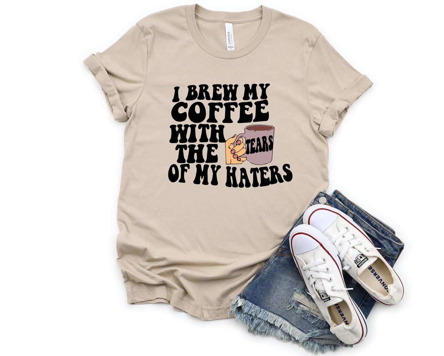 Wholesale Tears of My Haters Graphic Tee - Heather Green