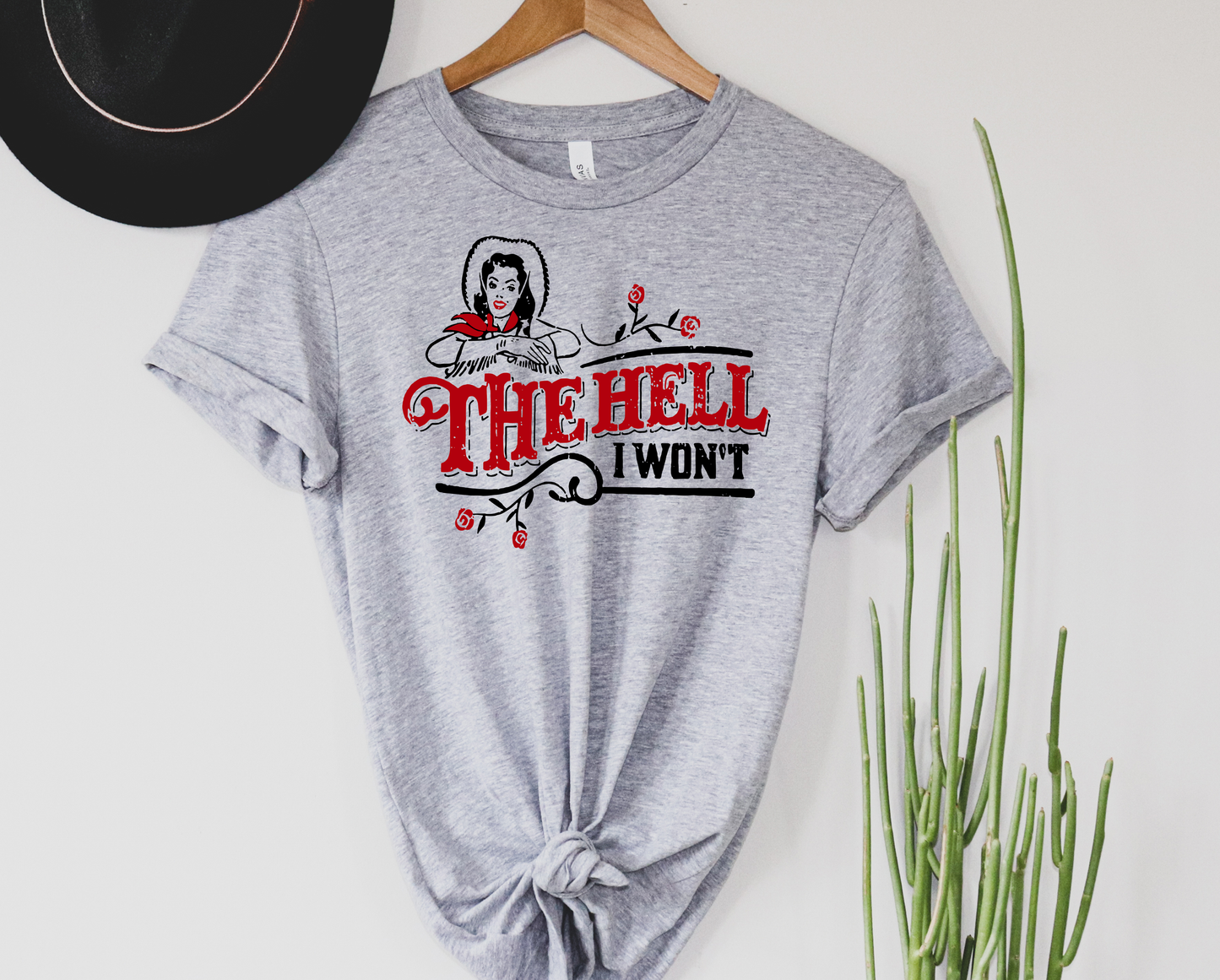 Wholesale The Hell I won't Graphic Tee - Heather Sand