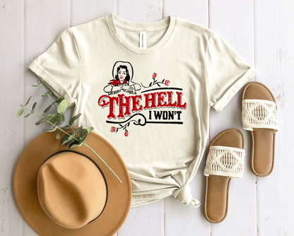 Wholesale The Hell I won't Graphic Tee - Heather Green