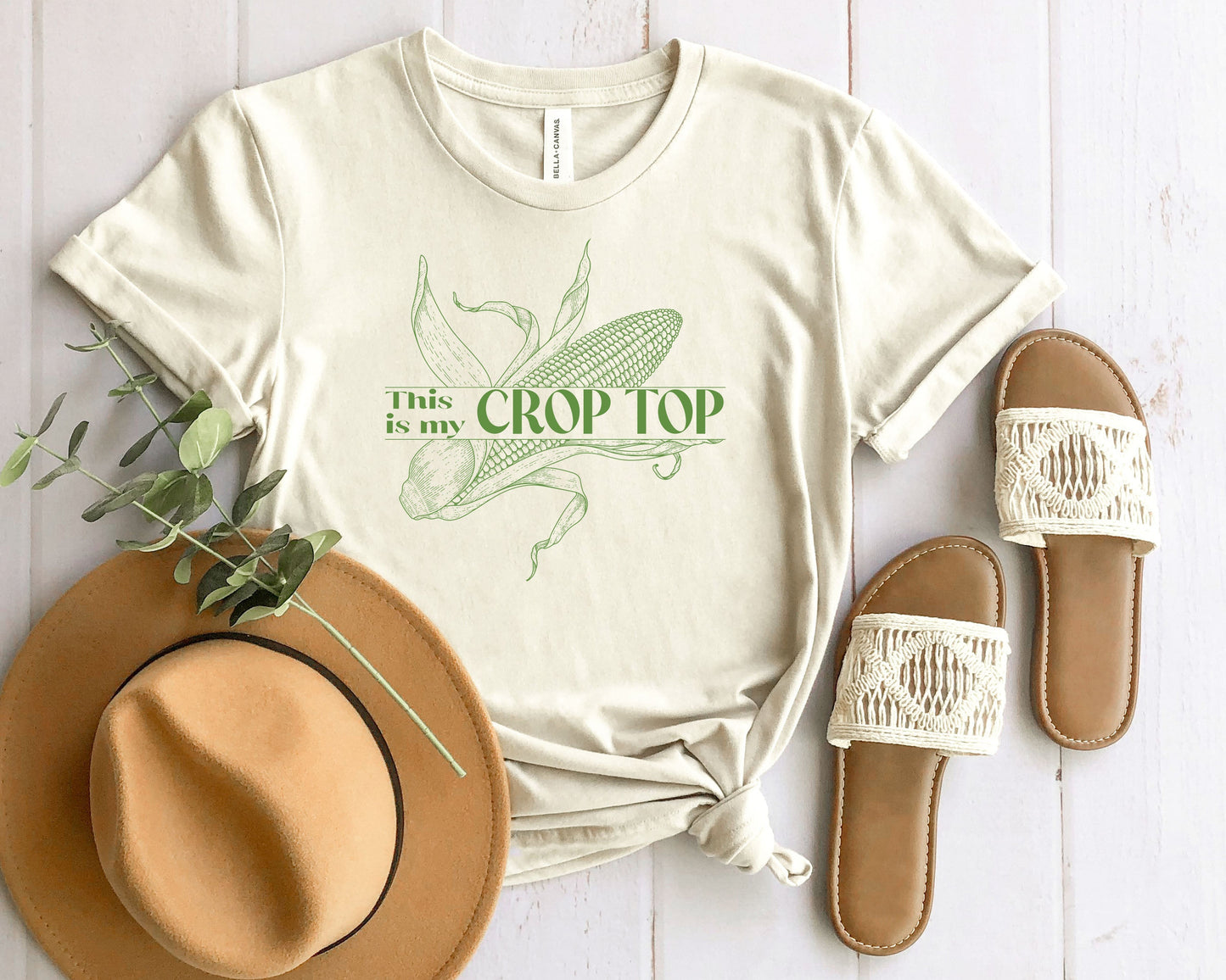 Wholesale This is My Crop Top Graphic Tee - Heathered Sand