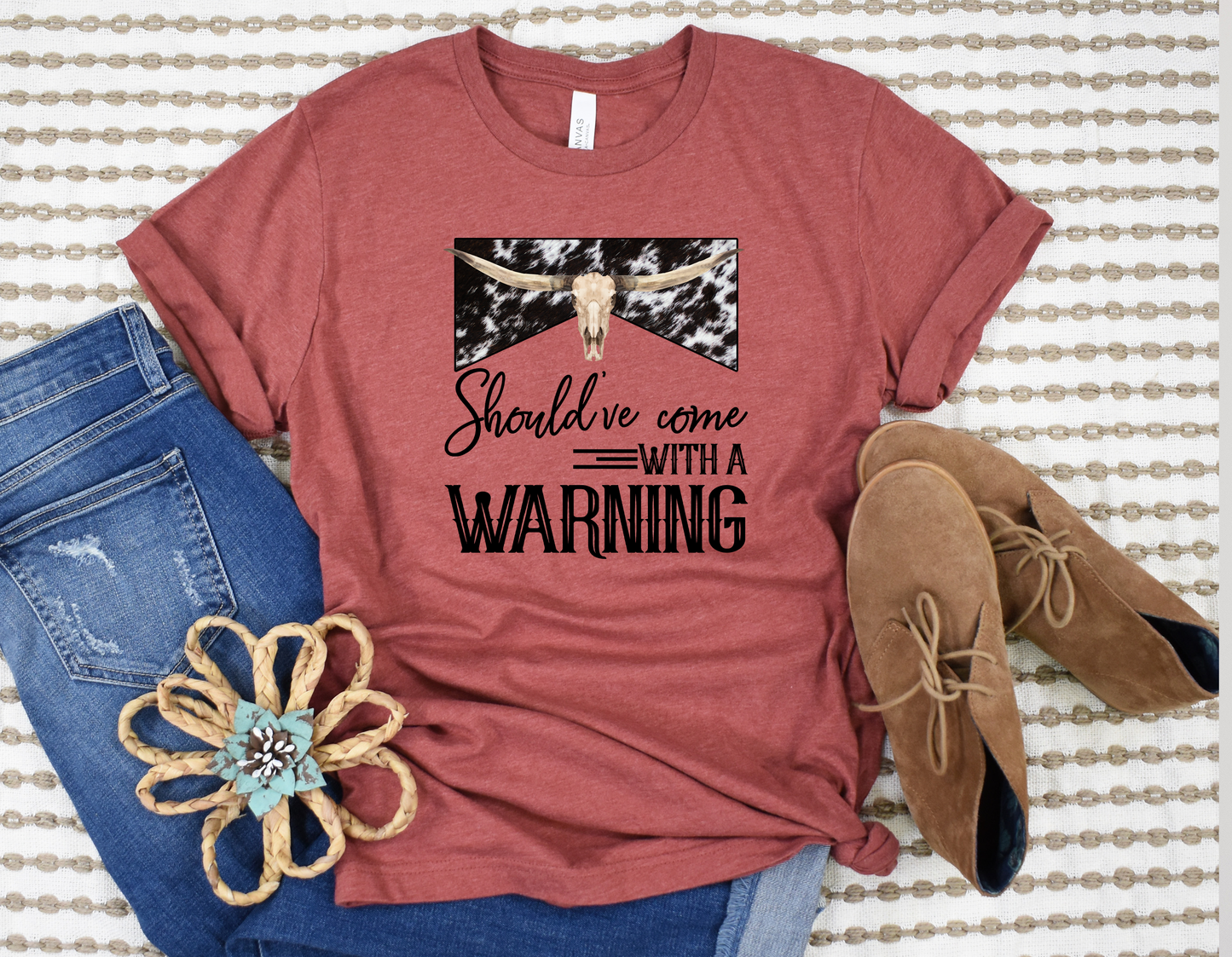 Wholesale Warning Label Graphic Tee - Heather Sand