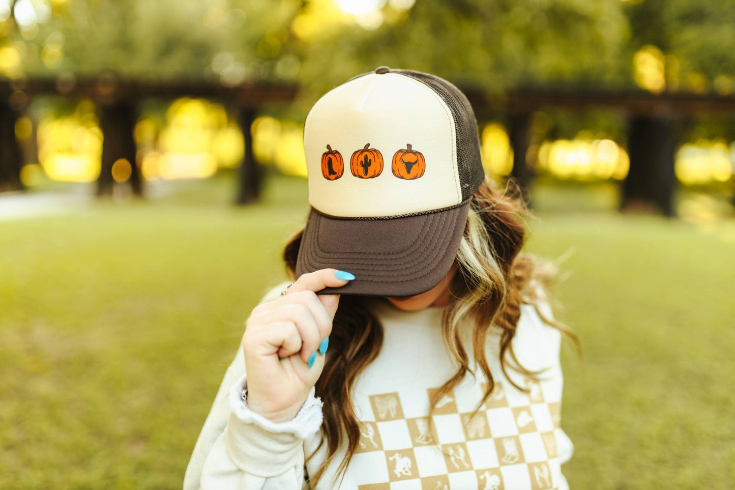 Western Pumpkins Trucker HatBrown and Tan