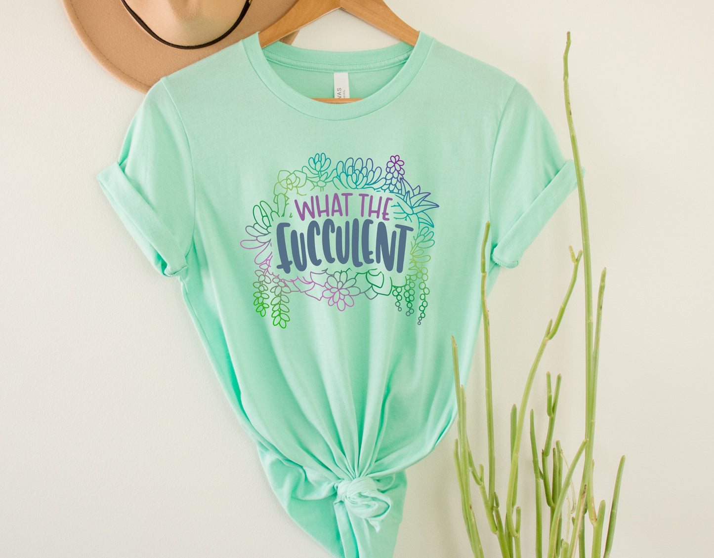 Wholesale What the Fucculent Graphic Tee - Mint