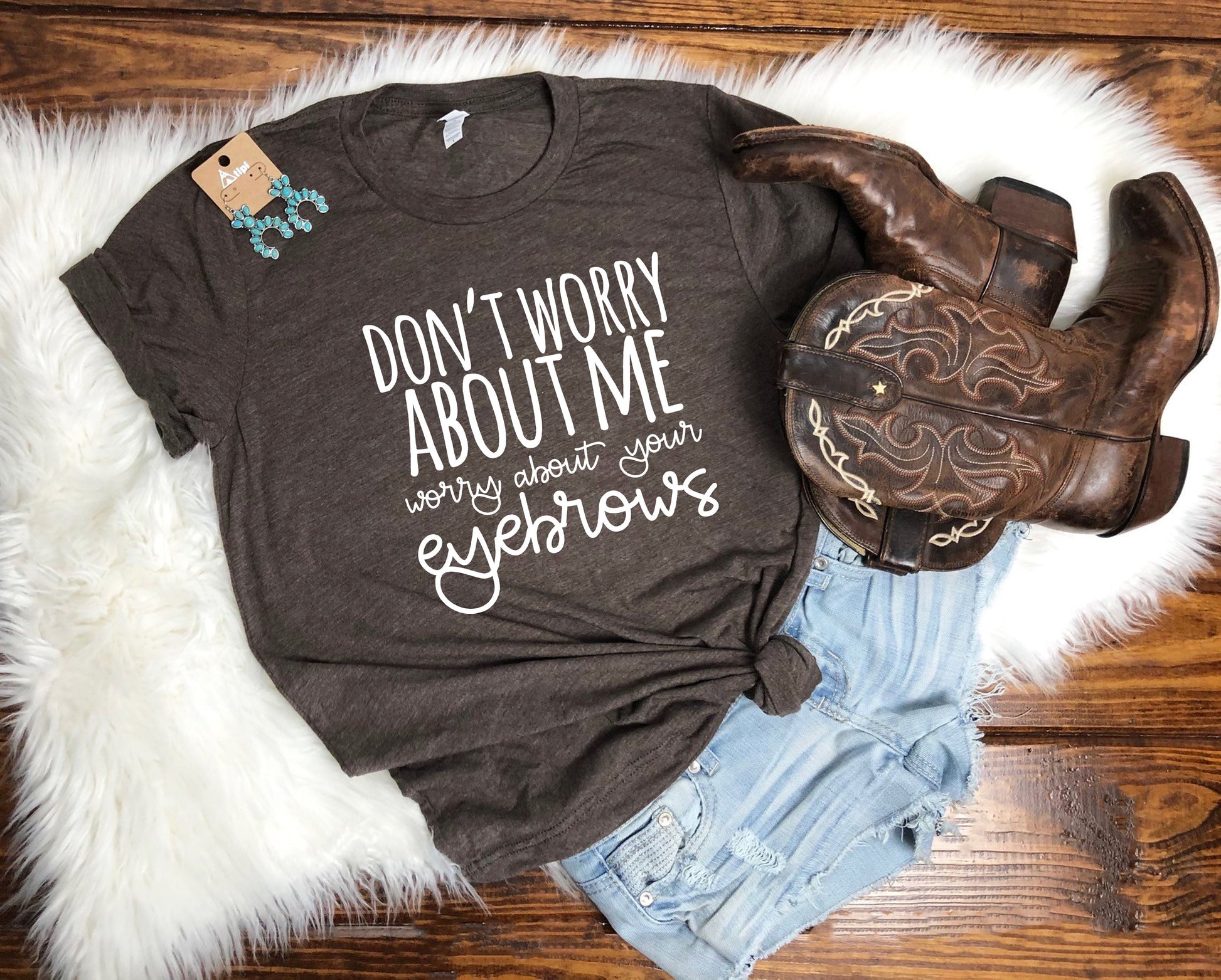 Wholesale Worry About your eyebrows Graphic Tee - Navy