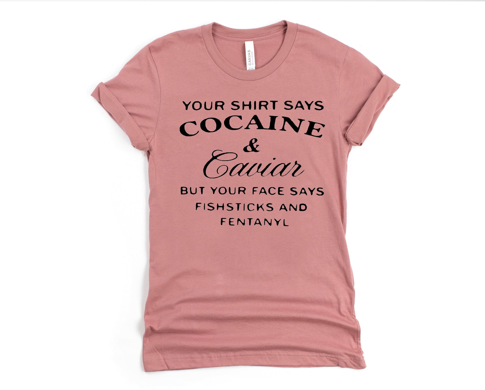 Wholesale Your Face Says Fishsticks Graphic Tee - Mauve