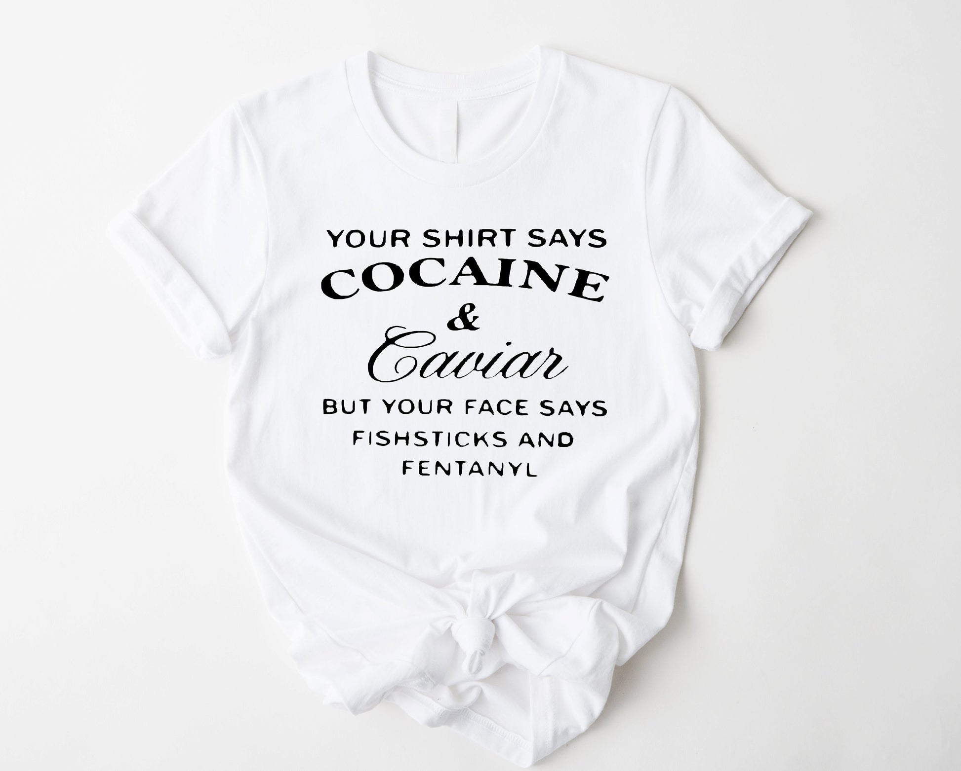 Wholesale Your Face Says Fishsticks Graphic Tee - White